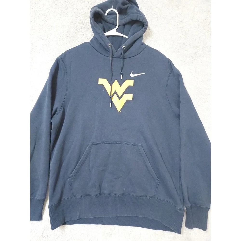 West Virginia Mountaineers Hoodie Mens XL Nike Fleece NCAA Hoodie Navy Blue Logo